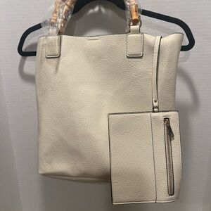 VENUS Cream Tote Bag with Matching Pouch
